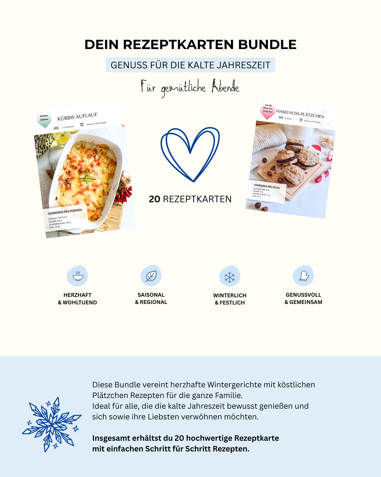 Winterrezepte – 20 Rezeptkarten für gemütliche Wintertage